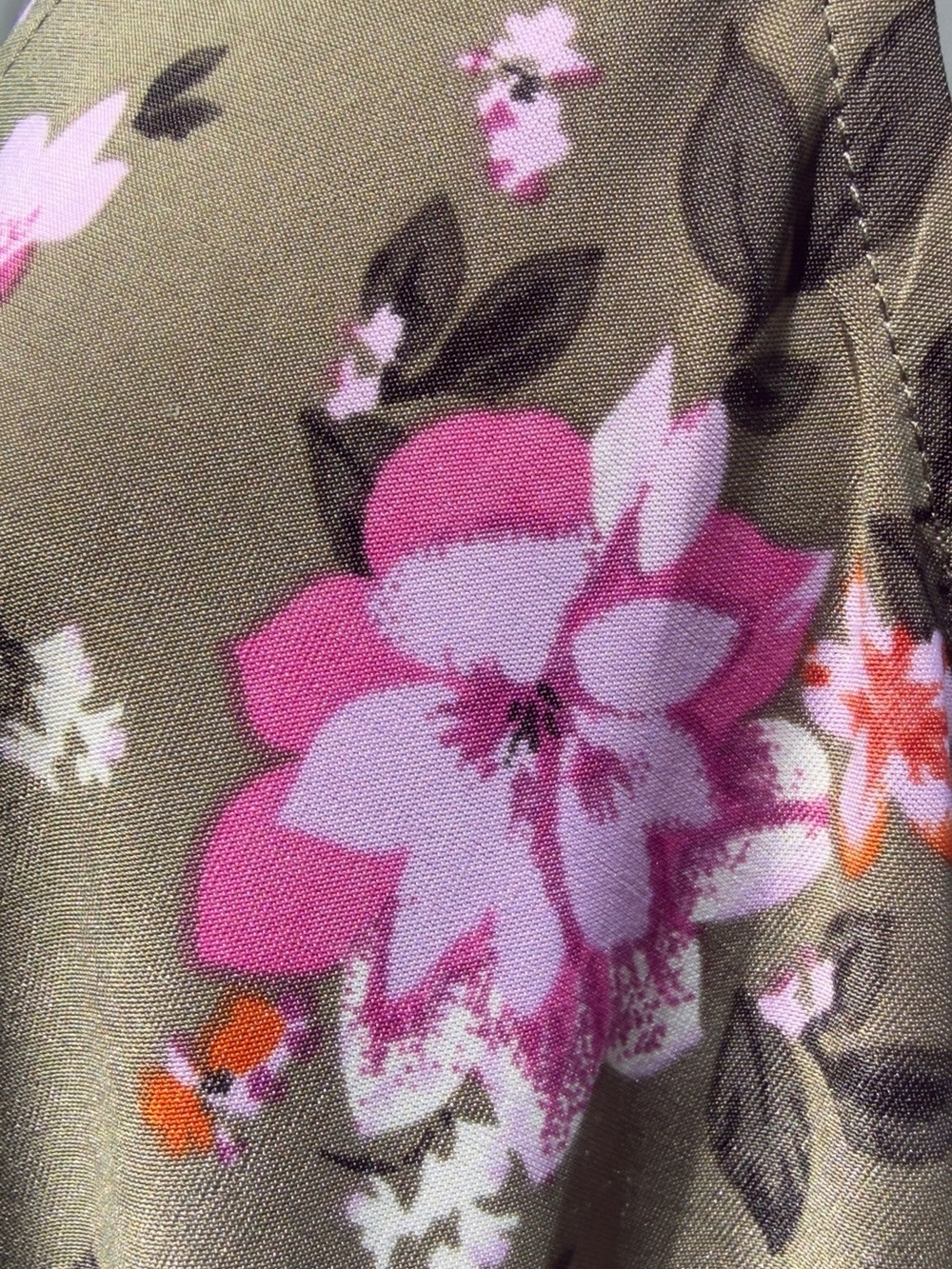 •Lily Morgan Olive Floral Double Strap Tank Top Stretch | Small - Picture 7 of 11